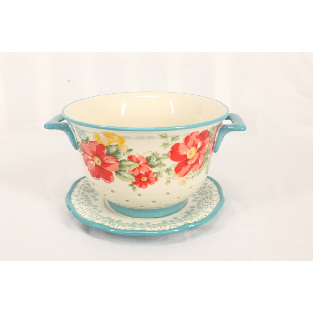Pioneer Woman Berry Colander Drip Plate Set Vintage Floral Stoneware Cottagecore